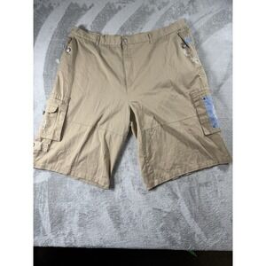 Red Ape Authentic Men's Cargo Shorts Tan With Blue Size 48 Embroidered Y2K Punk
